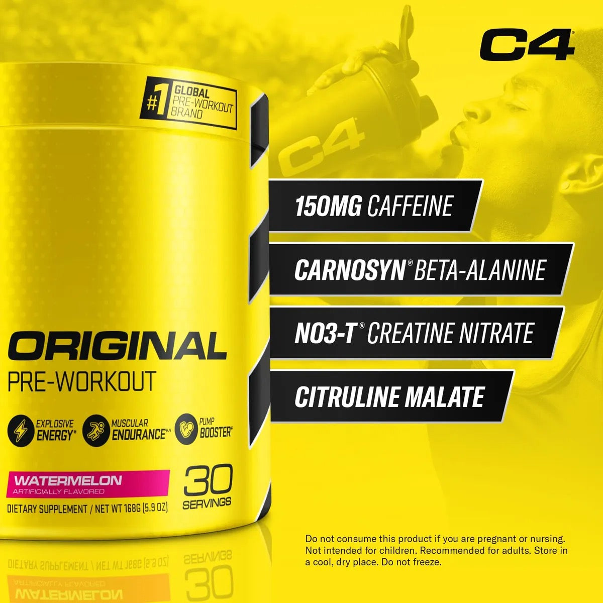 Cellucor C4 Original – Pre Entrenamiento Energético Sin Azúcar Sabor Sandía (30 Porciones)